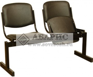 Блок стульев 2-х местный с откидными сиденьями (кожзам чёрный)