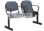 Блок стульев 2-х местный с подлокотниками и откидными сиденьями (ткань серая)